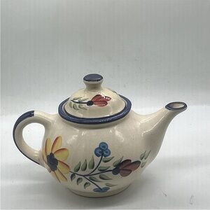 Ceramic Hand Painted Tea Coffee Pot Floral Made In India